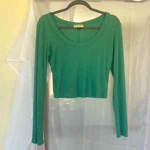 Universal Threads teal long sleeve cropped top, size M